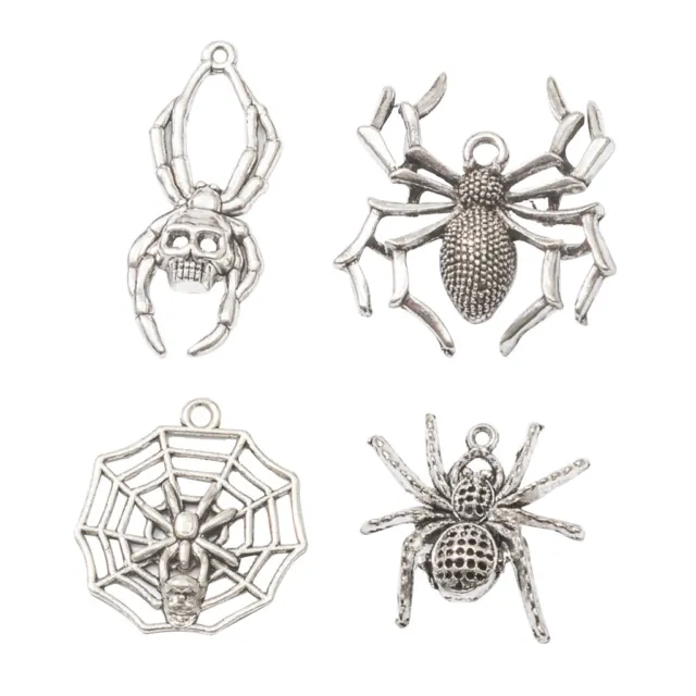 4 Stück Silber Spinne geformte Anhänger Anhänger Schmuck Herstellung