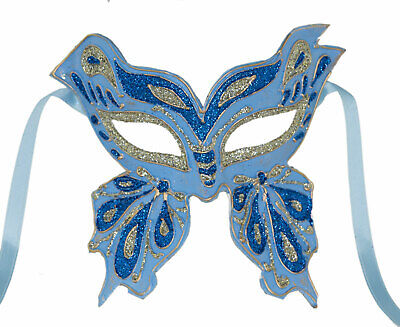 Mask from Venice Butterfly Farfella Sky Blue With Glitter Paper Mache 22657