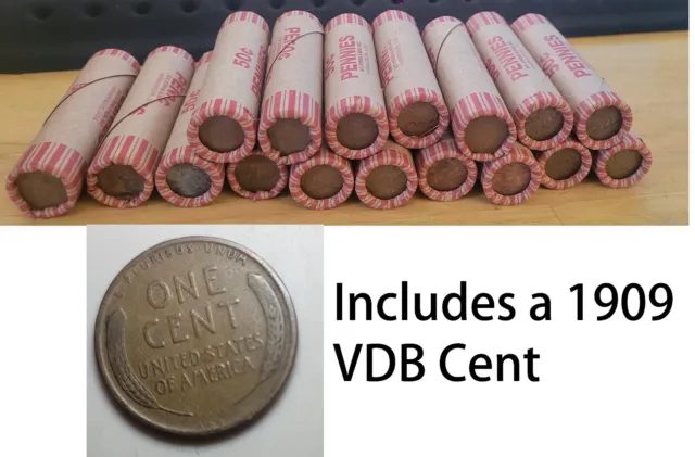 Sealed Wheat Penny Roll! Wheat Cent Lot 1909-1958 51 Coins PDS Steel USA + VDB