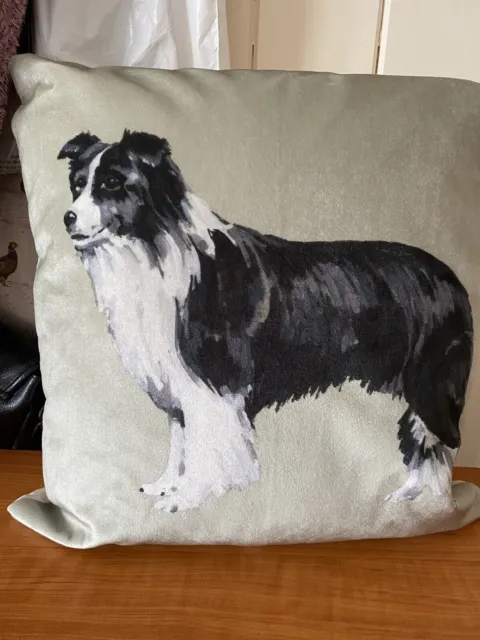 Handmade Collie Dog with velvety finish Cushion Cover 18 x 18