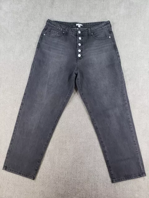 BP Womens Denim Jeans Size 33 High Rise Mom Jeans Black Cotton Button Fly NWOT