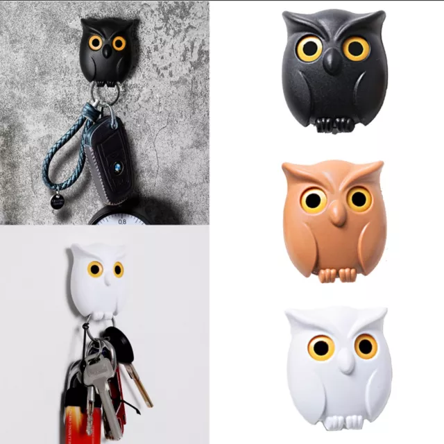 the Eye Hanging tool Magnetic Wall Key Holder Black White Brown Owl Keychain