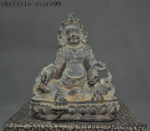 Old Tibet Buddhism Bronze Copper Wealth Yellow Jambhala Buddha God Mammon Statue