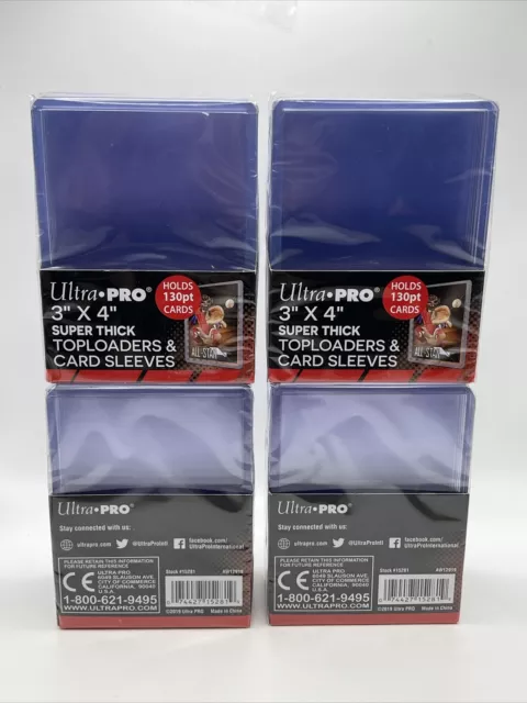 Ultra Pro 3X4 Super Thick Toploaders 130pt Point 4 Packs of 10 WITH SLEEVES = 40