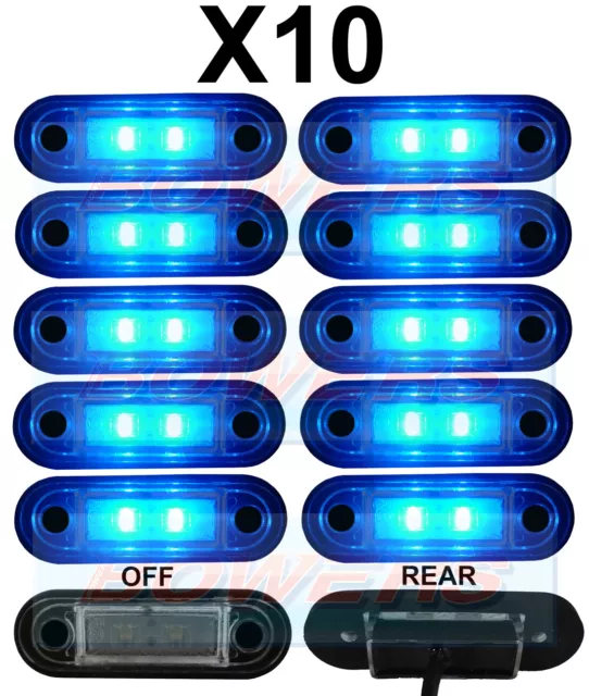 10 x 12V/24V FLUSH ADAPTS LAMPES MARQUEURS LED BLEUES / LUMIÈRES CAMION VAN LORRY KELSA BAR