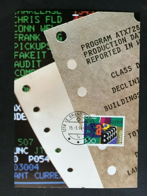 Schweiz 1994 Maximumkarte 1 Fr. Buch und Presse elektronische Textverarbeitung