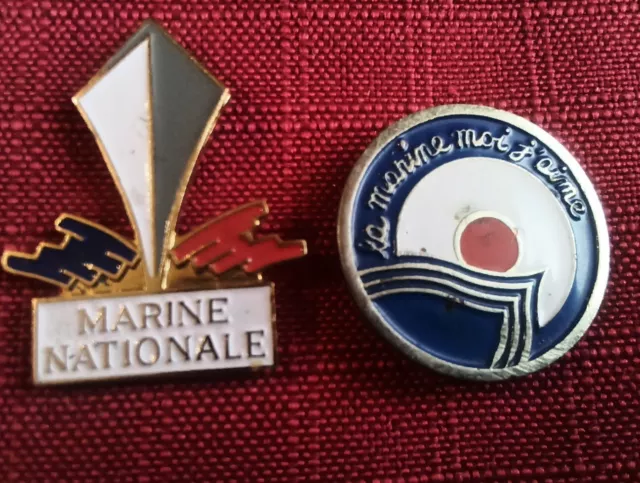 Pins Lot De 2 Pins Armée Militaire Marine Nationale Avec Le Pompon Rouge