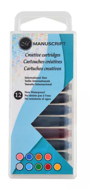 12 Manuscript Creative Ink Cartridges Assorted Colours For Fountain Pen 0462Asc 2