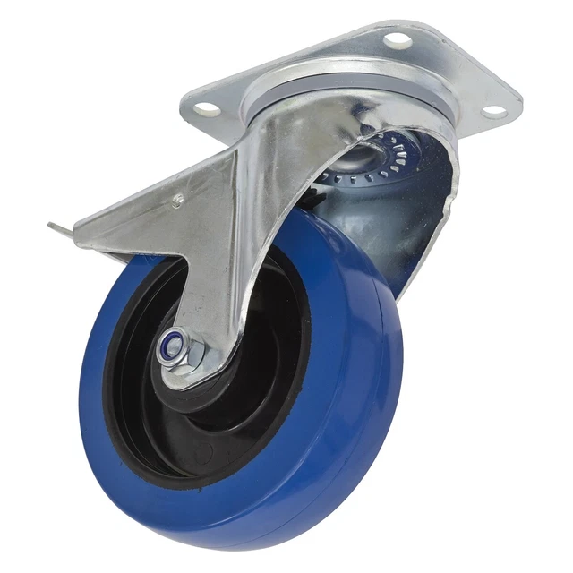Sealey SCW3160SPL Roulette Roue Pivot Plaque Avec Total Verrou Ø160mm