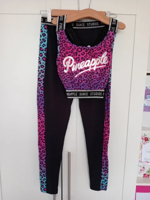 PINEAPPLE Dancewear Girls Dance Leggings with Pineapple Silver Stud Logo  Black
