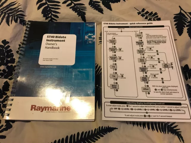 Raymarine ST40 Bidata Instrument Owner's Handbook & Quick Ref Guide 2006 English