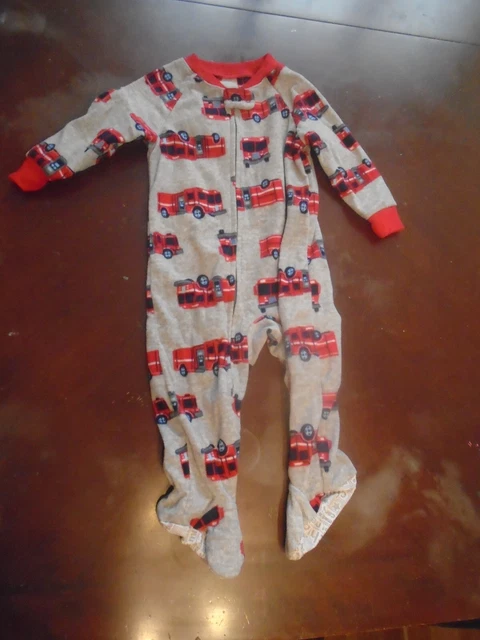 Child of Mine Carter's 12 Month Pajamas. One Piece Suit. Firefighter Truck