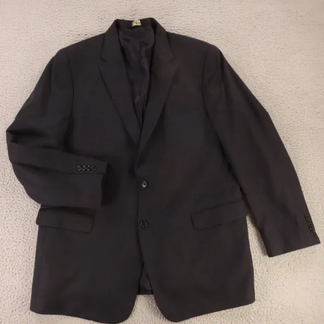 Jos A Bank Jacket Navy Blue Herringbone 100% Wool Twill Blazer Tailored Fit 48L