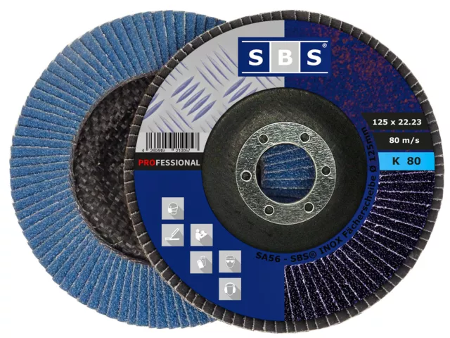 SBS Disco Arandela Azul Ø125mm Korn 80/5 Piezas Amoladora Angular de Lijado