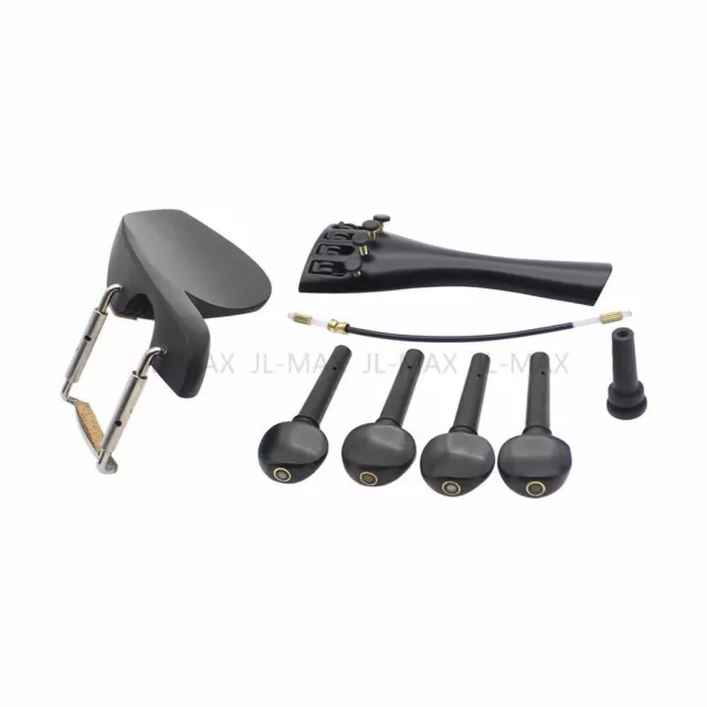 Set 4/4 Violin Accessory Tailpiece Chin Rest Tuning Peg Endpin Black
