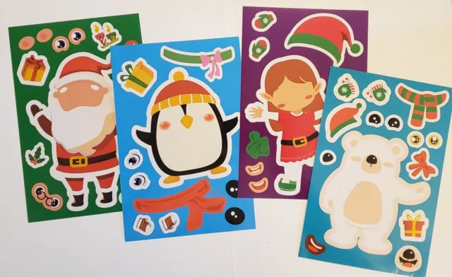 4 Sticker Activity Sheets/Christmas Stickers For Kids/Make Your Own Sticker