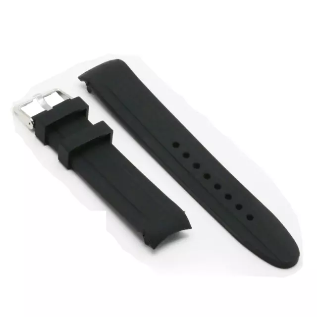 20mm Black Curved Rubber Silicone Watch Strap For Rolex Submariner GMT Master II