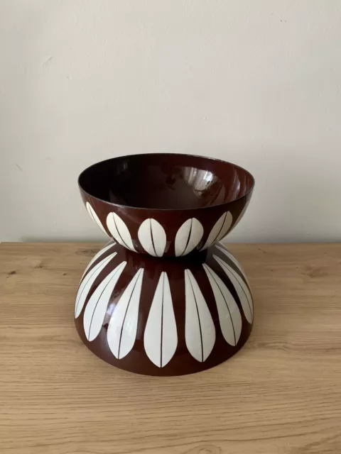 2 Cathrine Holm of Norway 4"  And 3” Brown Lotus Bowl Enamelware Vintage