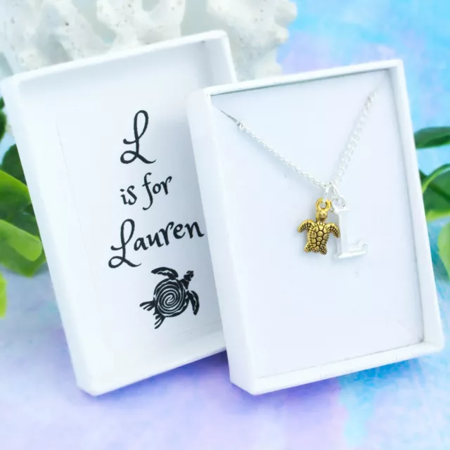 Tiny Turtle Necklace, Personalised Gift, Childrens Jewellery, Ocean Pendant