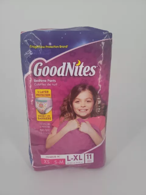 Ropa interior nocturna para niñas Goodnites L-XL 11 pañales pull-up