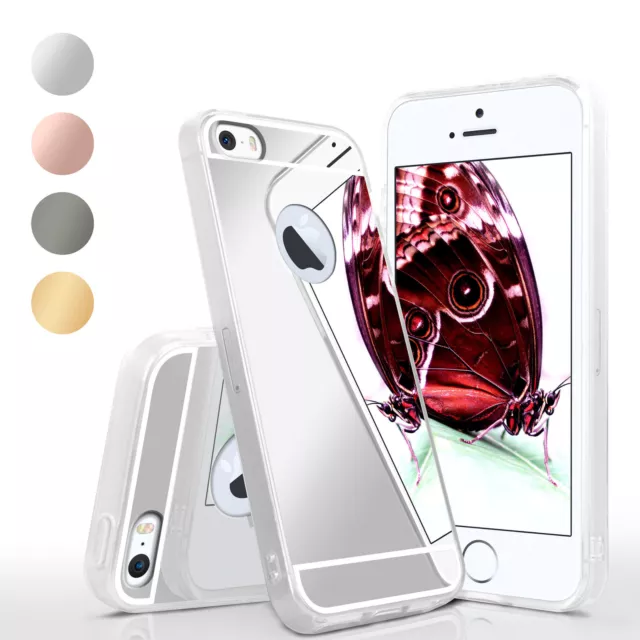 Hülle für Apple iPhone 5S / iPhone 5 Silikon Case Cover Spiegelhülle  Metallic