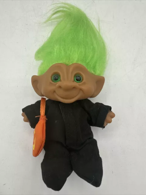 1990’s Vintage Russ Troll Doll Halloween Black Cat Green hair Collectible toys