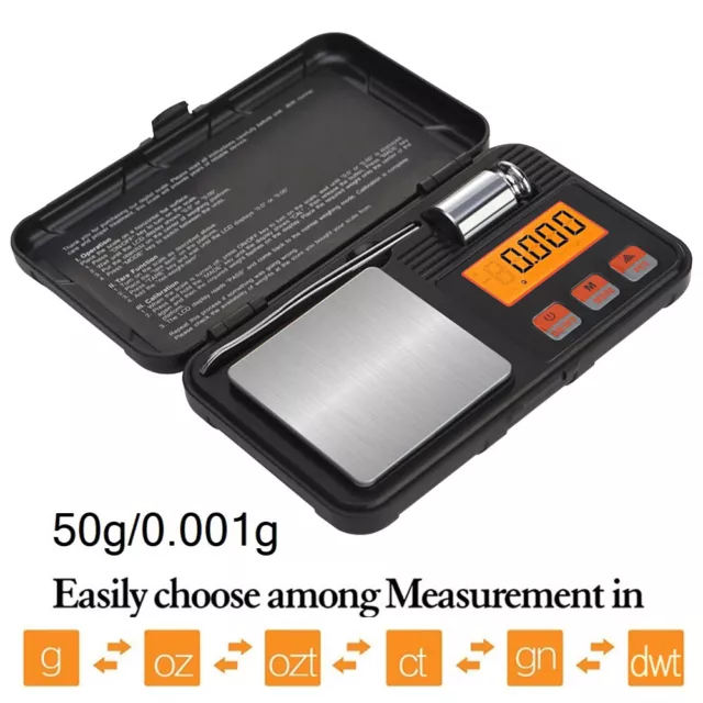 Digital Scales 50g/0.001g 200g/0.01g  Grams Gold Jewellery Weighing Mini Pockets