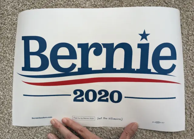 Bernie Sanders Official 2020 Campaign Rally Window Sign Poster President Placard