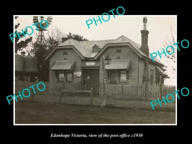 Old Postcard Size Photo Of Edenhope Victoria View Of The Post Office 1930