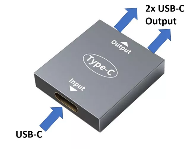 Typ-C Splitter USB C Buchse auf Dual USB C Buchse Ladegerät Conventer Adapter DE
