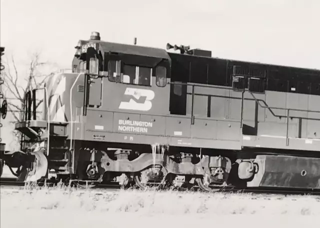 Burlington Northern Railroad BN #5923 U30C Locomotive Train B&W Photo Eola IL