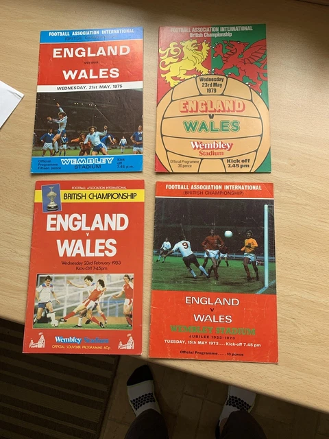 A COLLECTION OF 4 England V Wales Football Programmes Wembley 1973-1983 ...