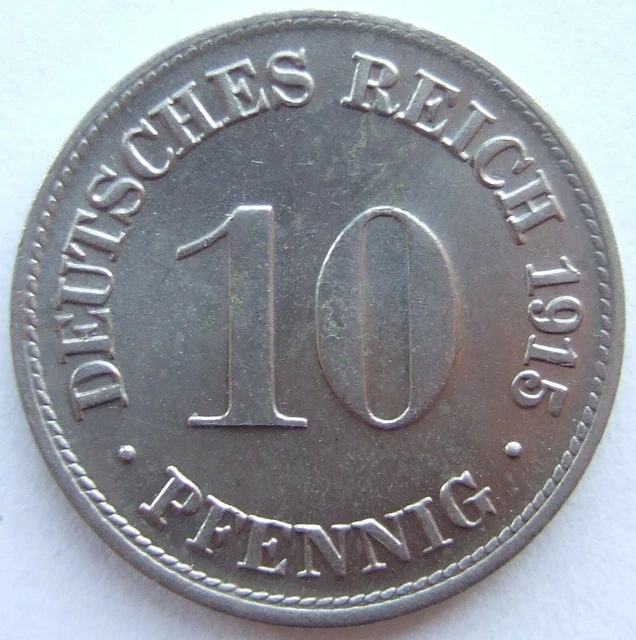 Moneta Reich Tedesco Impero Tedesco 10 Pfennig 1915 D IN Brillant uncirculated