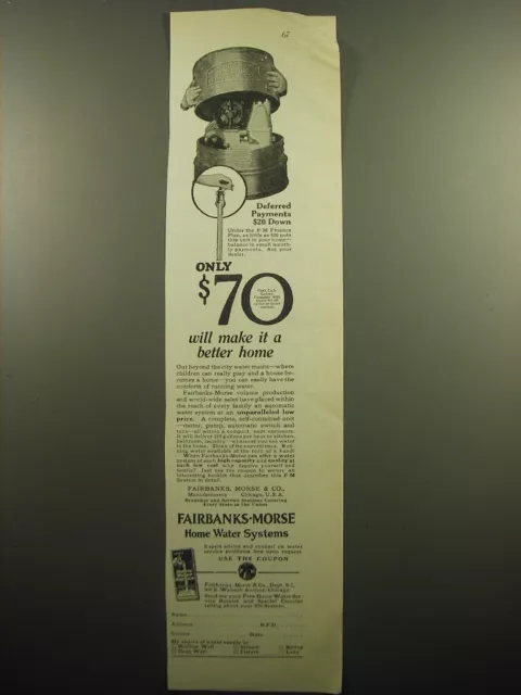 1928 Fairbanks-Morse Home Water Systems Ad - Only $70 will make it a better home