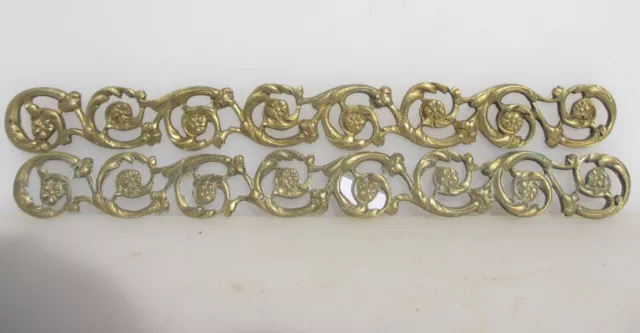 Antique Brass Furniture Ormolu Trim Hardware Mounts Old Victorian Rococo  12"W