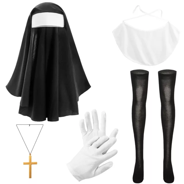 Adult Cosplay Accessories Stockings Nun Priest Dressing Up 5-Piece Props Kit 2