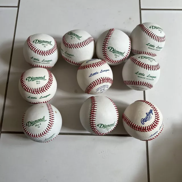 Little League Game Baseballs -Lot of 10 Minor Diamond Rawlings Official Leather