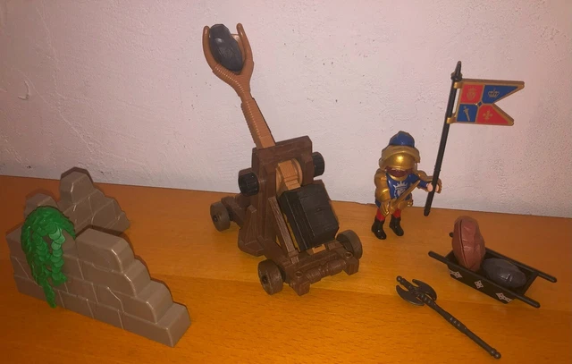 Playmobil Vintage Médiéval – Set Catapulte 3653 De 1993 Avec Chevaliers Et Chariot