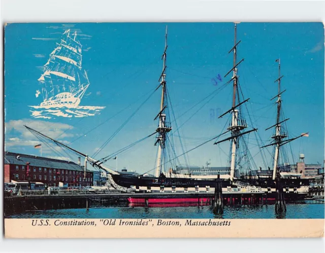 Postcard USS Constitution Old Ironsides Navy Yard Boston Massachusetts USA