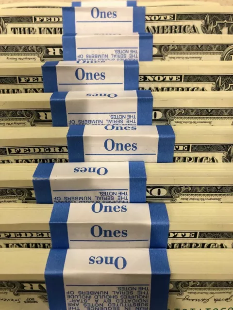 One Stack of ONE DOLLAR 2017 A $1 Notes CU-UNC - BEP PACK out of BRICK - BLOCK A