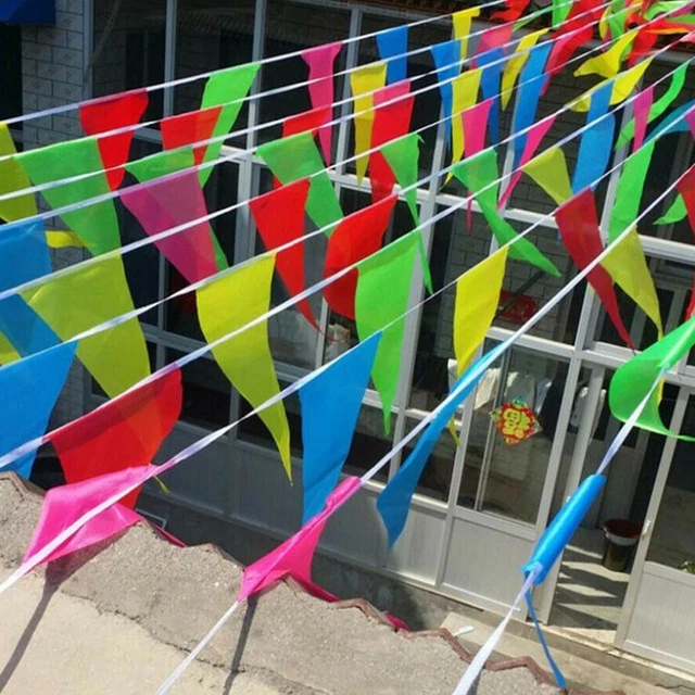 160 Mètres 320 Fanion Banderoles Bannières Triangle Multicolores Banderole Multicolor Drapeaux Banner pour Partie Mariage Fête d'anniversaire Jardin Marque Ouverture Décorations pour la Maison