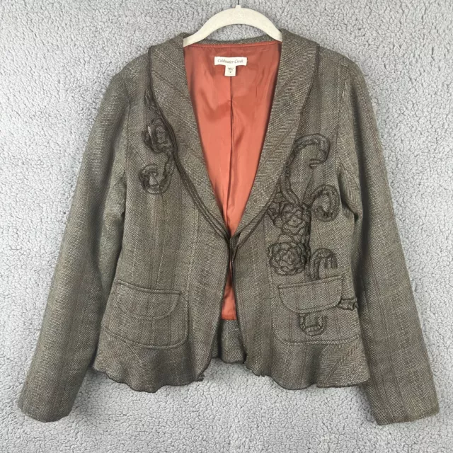 Coldwater Creek Woman’s  Jacket Wool Blend Blazer Fitted Open Sz 4 Brown