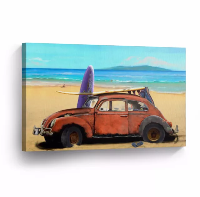 Canvas Wall Art Photo Print VW Classic Vintage Car Beetle Volkswagen Framed VWH6