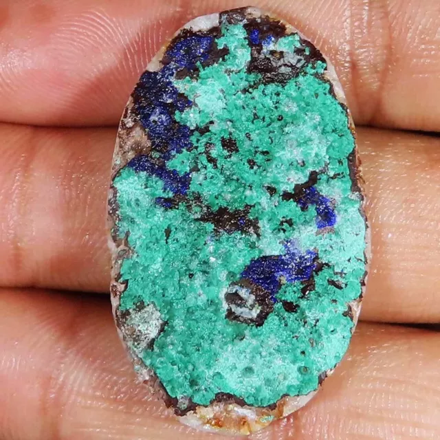 (26 X 42 X 07 MM) 68.90 Cts. Naturel Azurite Chrysocolla Druse Cabochon Gemme