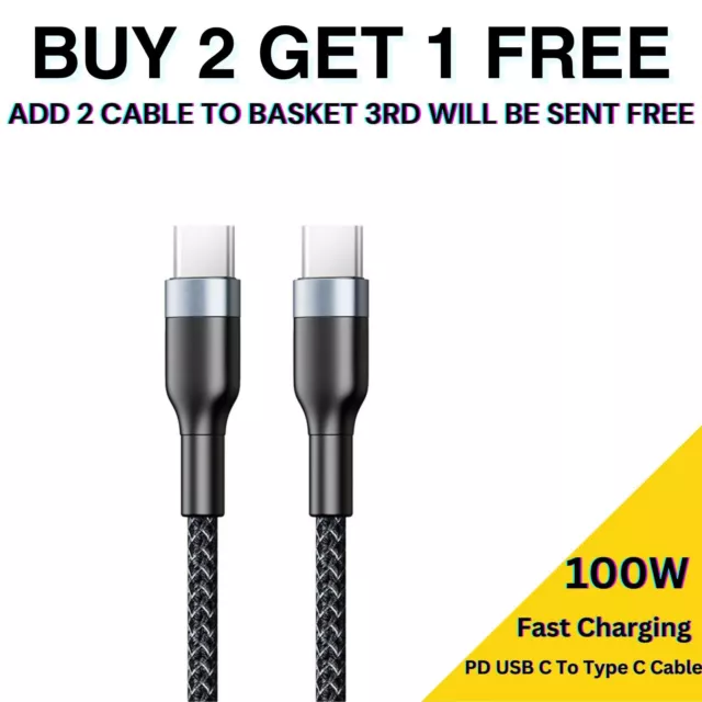 USB-C to USB-C Fast Charger Cable 1.5m,PD 100W Dual Type C for Charging&Data Syn