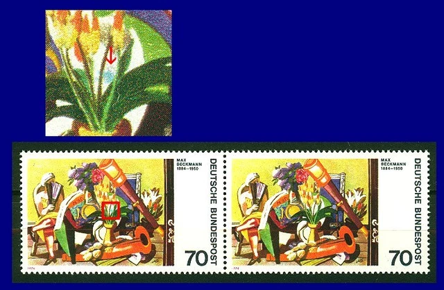 822 II ** (Expressionismus, Max Beckmann, 70 Pf.) Paar mit Vergleichsstück