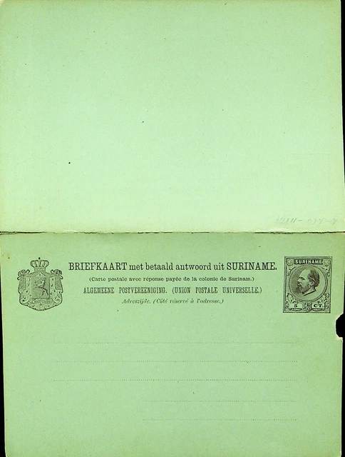 Suriname 5c Fein Ungebraucht Wpv Postal Karte Mit Antwort
