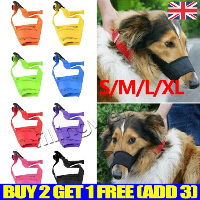 Nylon Adjustable Pets Dog Bark Bite Soft Mouth Muzzle Grooming Anti Chewing Out