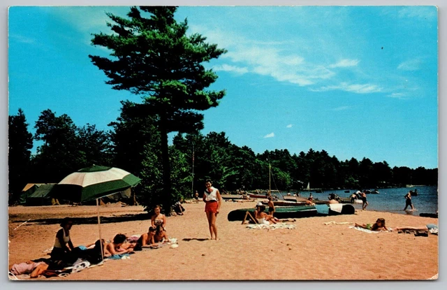 Sebago Lake State Park Maine Scenic Bathing Beach Chrome UNP WOB Postcard
