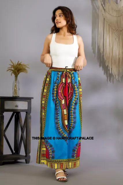 Donna Turchese Avvolgere Cotone Boho Africano Dashiki Stampa Taglia Unica